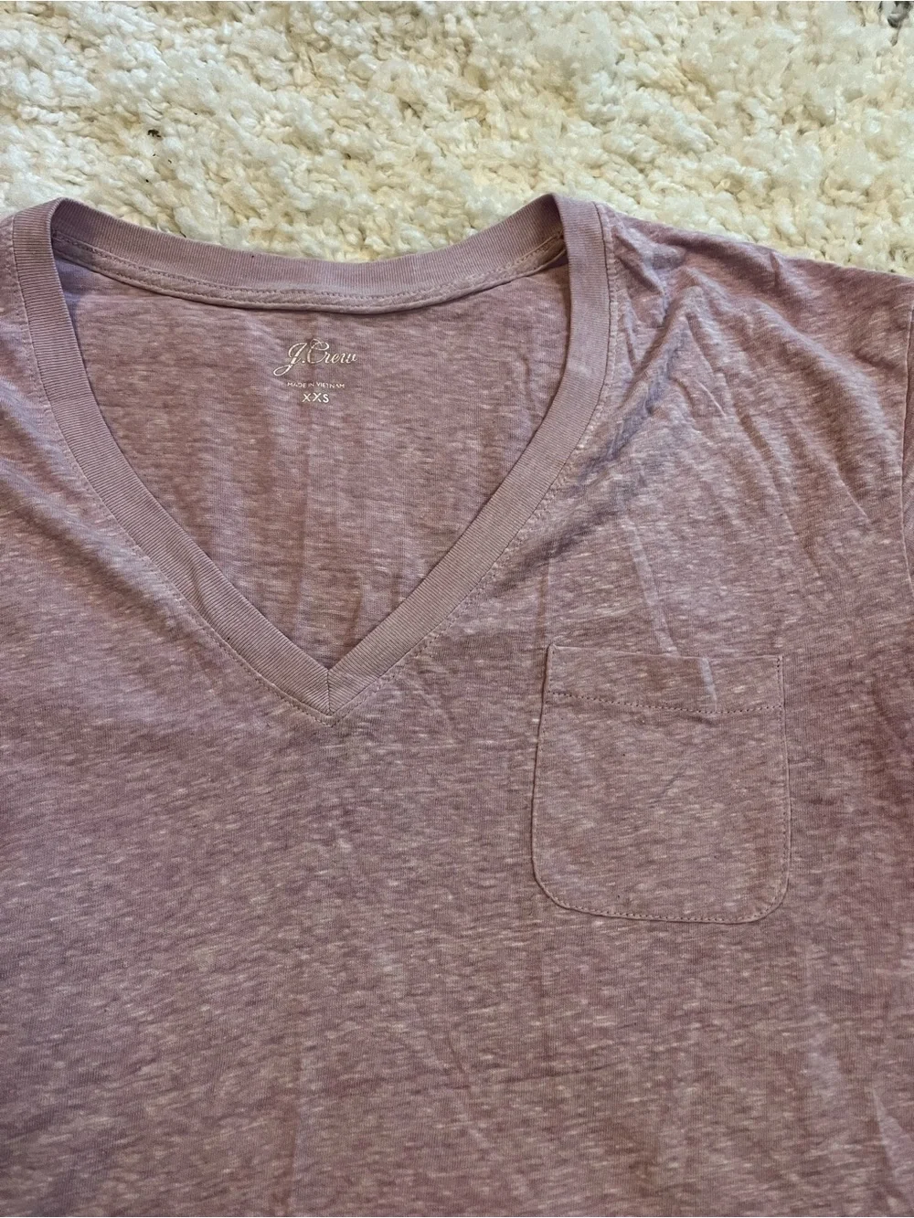 J. Crew Women's V-Neck Pocket Tee in Dusty Mauve